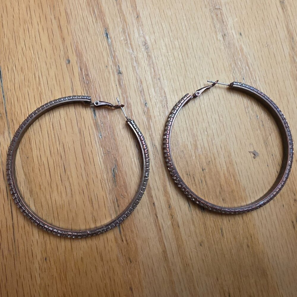 Etsy Silver Toned Oversized Rhinestone Hoops - Picture 12 of 16